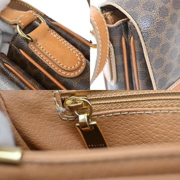 CELINE Logo Macadam Pattern Shoulder Bag PVC Leather Brown GHW Italy 61YH743 - Picture 15 of 16